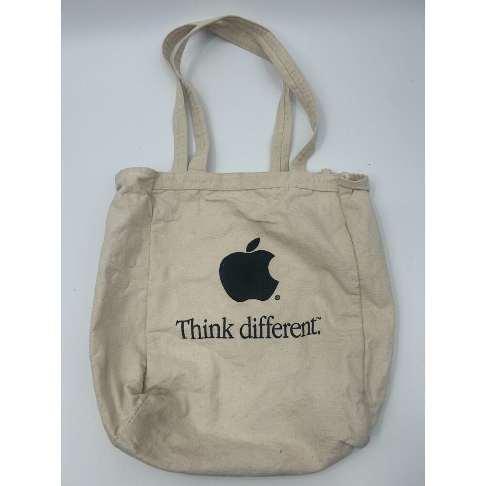 Vintage Apple Computer Macintosh Logo Canvas Tote Bag Think Different